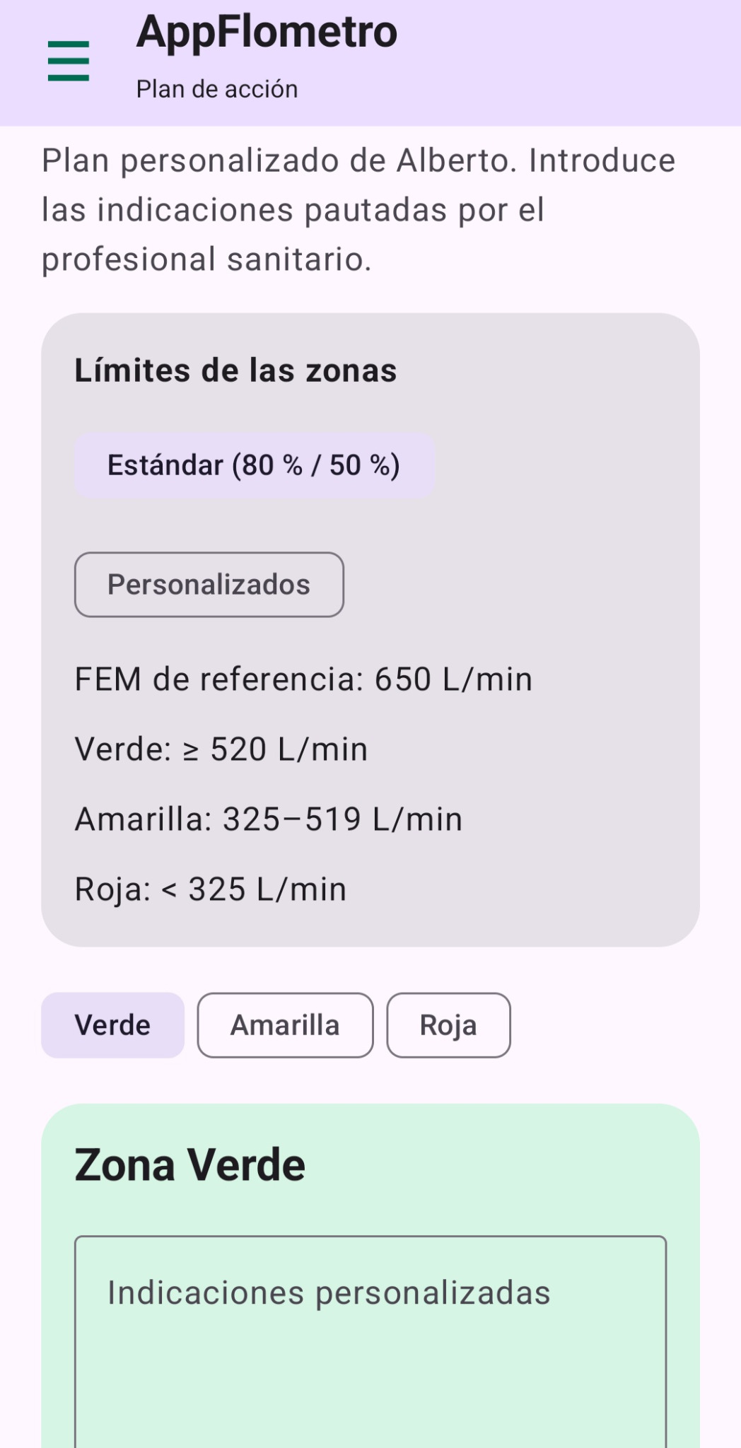 Plan de acción personalizado en AppFlometro
